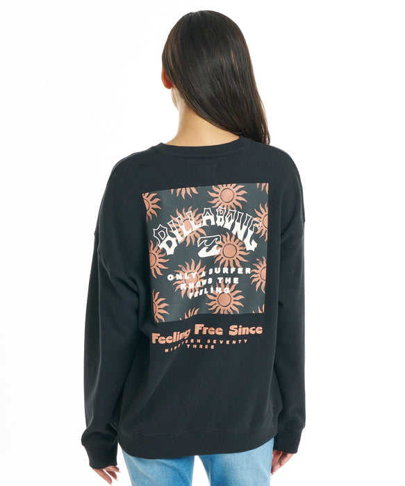 BILLABONG ウィメンズ SQUARE LOGO BOY FIT CREW トレーナー 【2026年秋冬モデル】 BLK / L