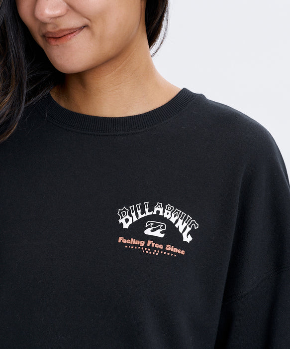 BILLABONG ウィメンズ SQUARE LOGO BOY FIT CREW トレーナー 【2026年秋冬モデル】 BLK / L