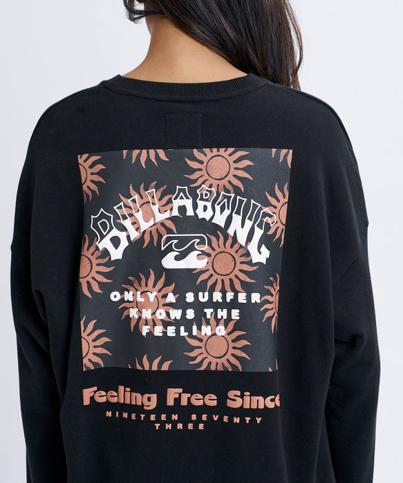 BILLABONG ウィメンズ SQUARE LOGO BOY FIT CREW トレーナー 【2026年秋冬モデル】 BLK / L