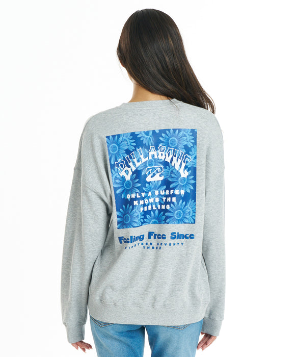 BILLABONG ウィメンズ SQUARE LOGO BOY FIT CREW トレーナー 【2026年秋冬モデル】 GRH / L