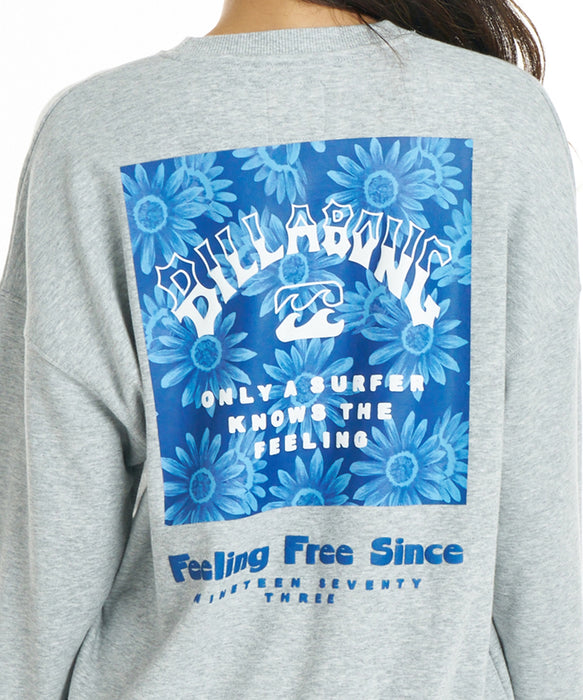 BILLABONG ウィメンズ SQUARE LOGO BOY FIT CREW トレーナー 【2026年秋冬モデル】 GRH / L