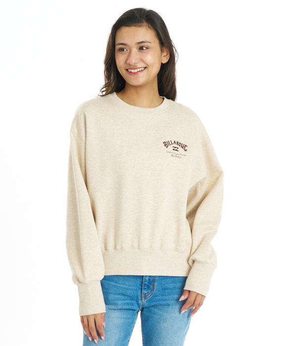 BILLABONG ウィメンズ APPLIQUE MEDIUM LOOSE CREW トレーナー 【2026年秋冬モデル】 OAT / L