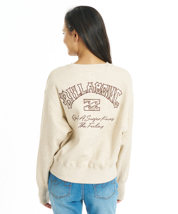 BILLABONG ウィメンズ APPLIQUE MEDIUM LOOSE CREW トレーナー 【2026年秋冬モデル】 OAT / L