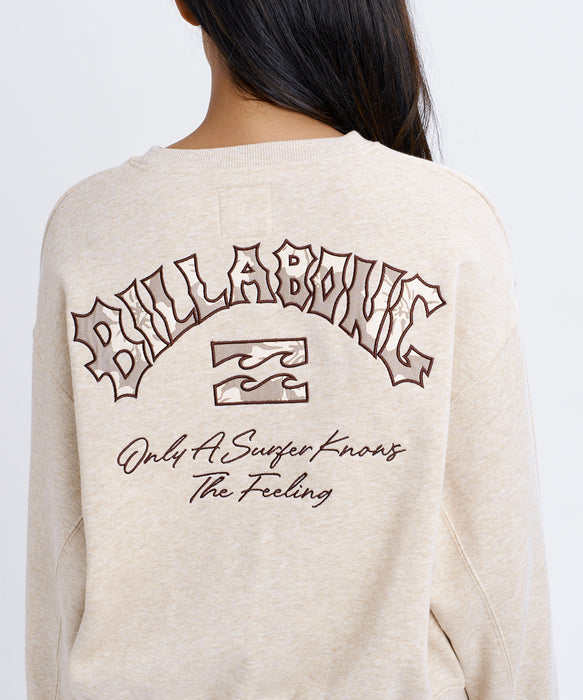 BILLABONG ウィメンズ APPLIQUE MEDIUM LOOSE CREW トレーナー 【2026年秋冬モデル】 OAT / L
