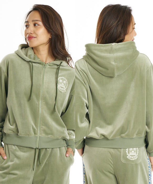BILLABONG ウィメンズ PALM 73 セットアップZIP HOODIE ベロアパーカー【SURF CAMP】【LOOSE CROPPED】【2026年秋冬モデル】