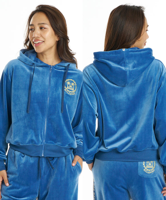 BILLABONG ウィメンズ PALM 73 セットアップZIP HOODIE ベロアパーカー【SURF CAMP】【LOOSE CROPPED】【2026年秋冬モデル】