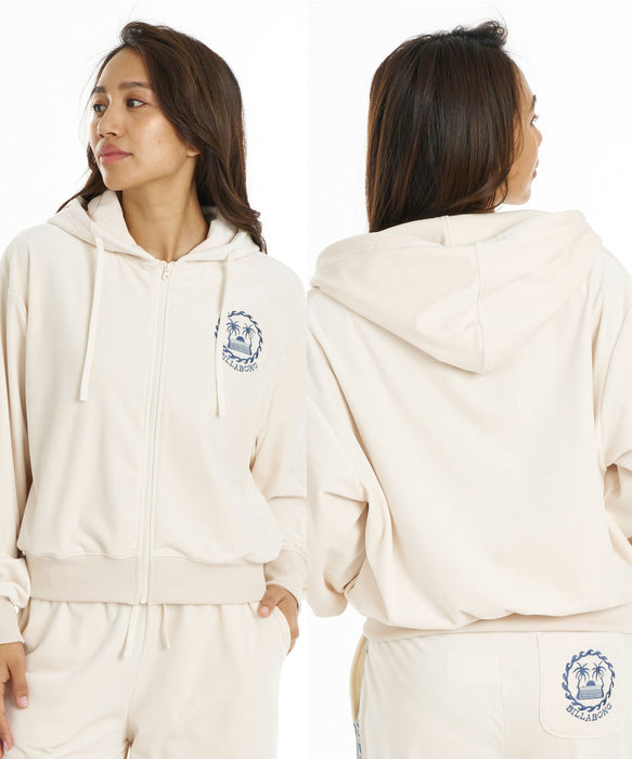 BILLABONG ウィメンズ PALM 73 セットアップZIP HOODIE ベロアパーカー【SURF CAMP】【LOOSE CROPPED】【2026年秋冬モデル】
