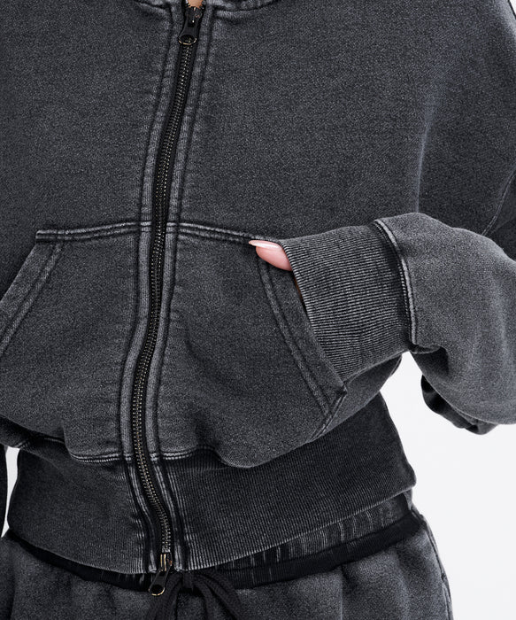 BILLABONG ウィメンズ LOOSE CROPPED WASHED ZIP PARKA パーカー 【2026年秋冬モデル】 BLK / L