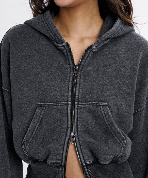 BILLABONG ウィメンズ LOOSE CROPPED WASHED ZIP PARKA パーカー 【2026年秋冬モデル】 BLK / L