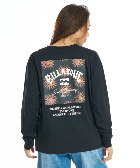 BILLABONG ウィメンズ SQUARE LOGO BOY FIT LS TEE ロンT 【2026年秋冬モデル】 BLK / L