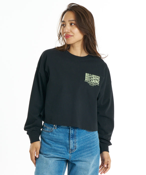 BILLABONG ウィメンズ WAVE LOGO CROPPED LS TEE ロンT 【2026年秋冬モデル】 BLK / L