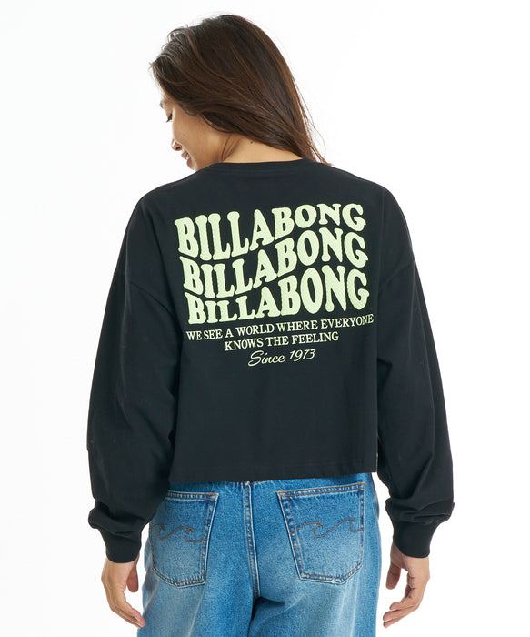 BILLABONG ウィメンズ WAVE LOGO CROPPED LS TEE ロンT 【2026年秋冬モデル】 BLK / L
