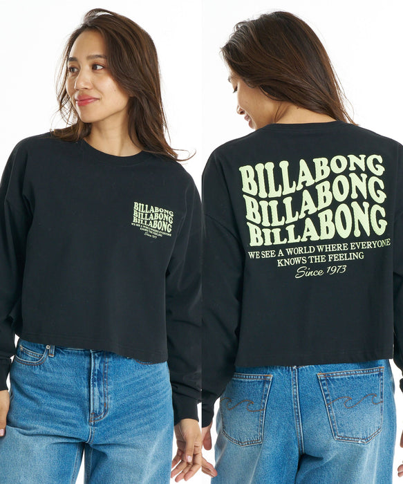 BILLABONG ウィメンズ WAVE LOGO CROPPED LS TEE ロンT 【接触冷感】【LOOSE CROPPED】【2026年秋冬モデル】