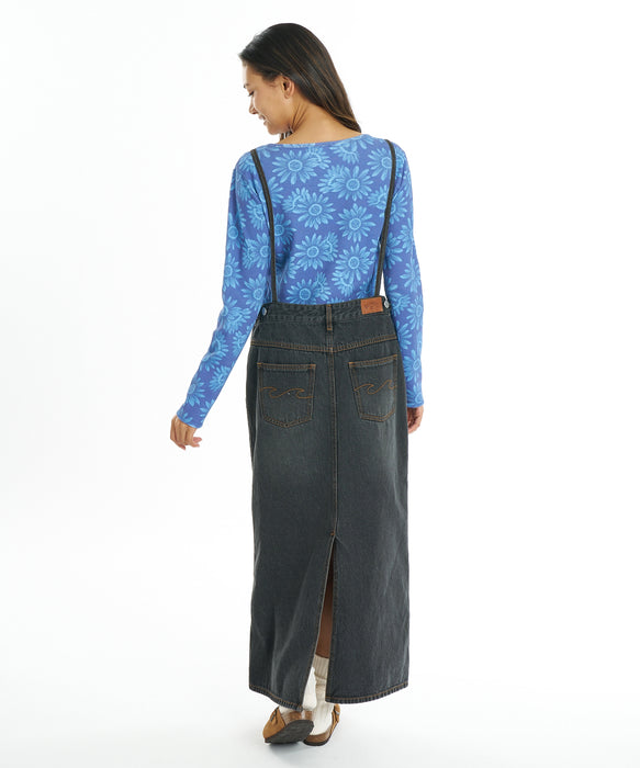 BILLABONG ウィメンズ DENIM JUMPER SKIRT スカート 【2026年秋冬モデル】 BLK / M
