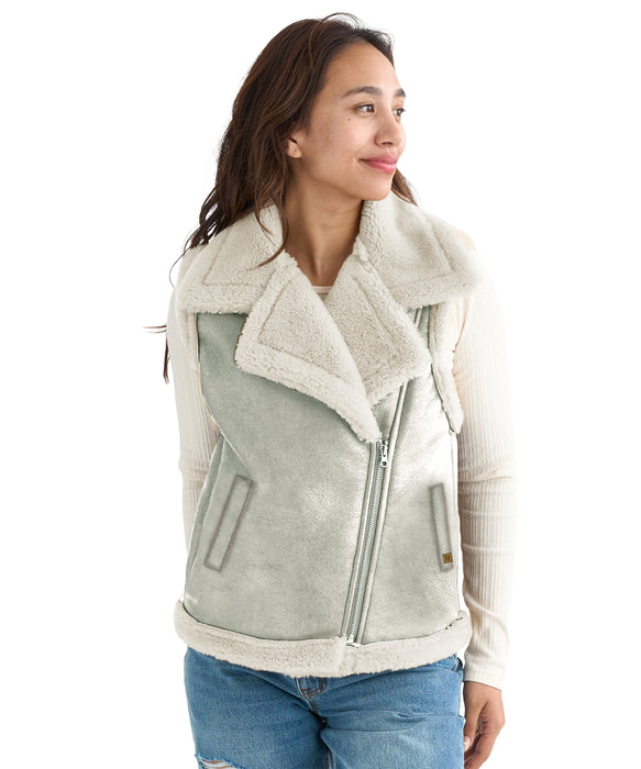 BILLABONG ウィメンズ RIDERS　MOUTON VEST ベスト 【2026年秋冬モデル】 WHT / M