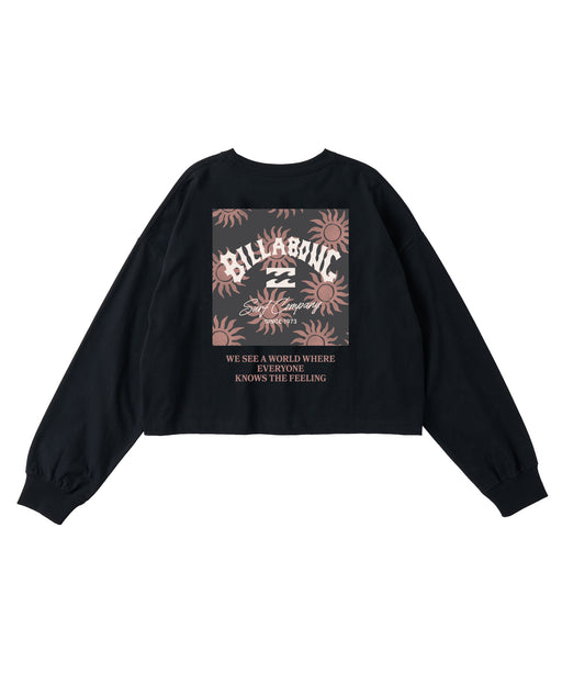 BILLABONG キッズ GIRLS SQUARE LOGO LOOSE CROPPED LS TEE ロンT 【2026年秋冬モデル】 BLK / 150