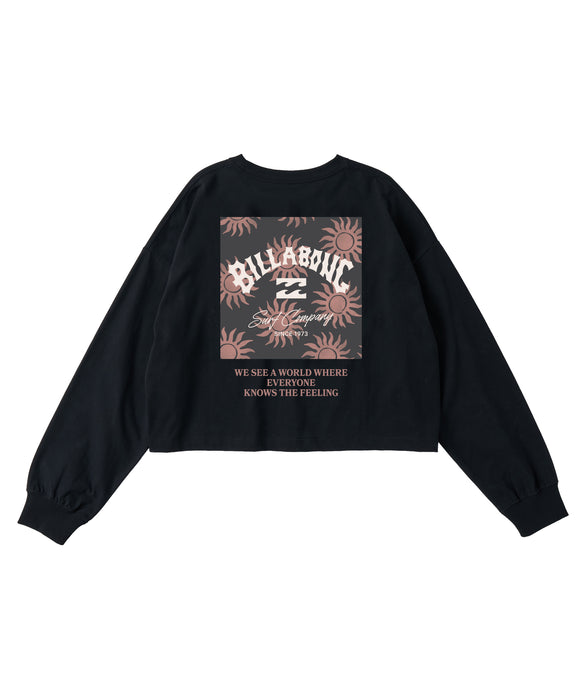 BILLABONG キッズ GIRLS SQUARE LOGO LOOSE CROPPED LS TEE ロンT 【2026年秋冬モデル】 BLK / 150