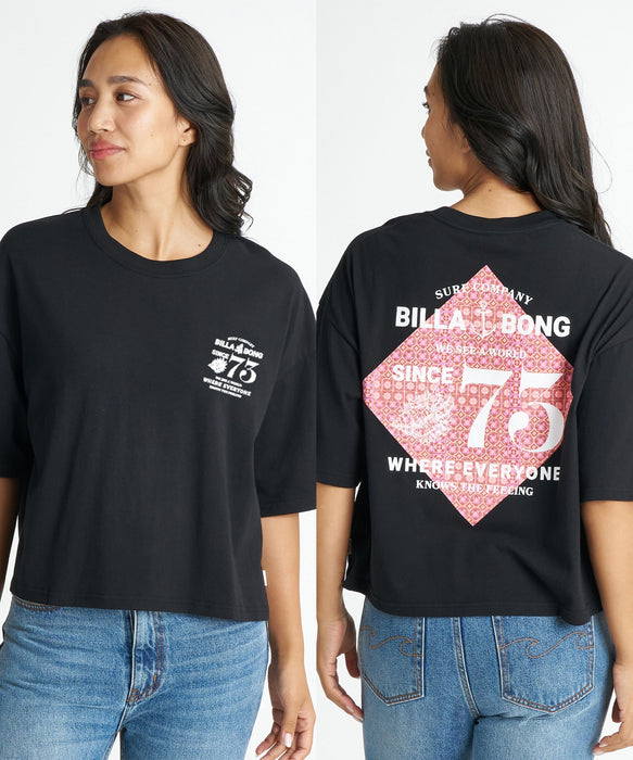 BILLABONG ウィメンズ 【速乾・軽量・UVカット】【LOOSE CROPPED】RHOMBUS LOOSE CROPPED COOL DRY TEE Tシャツ 【2026年夏モデル】