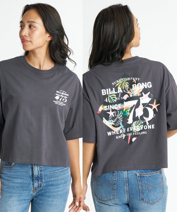 BILLABONG ウィメンズ 【速乾・軽量・UVカット】【LOOSE CROPPED】RHOMBUS LOOSE CROPPED COOL DRY TEE Tシャツ 【2026年夏モデル】