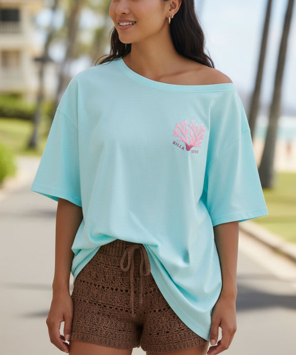 【SALE】BILLABONG ウィメンズ【抗菌・防臭】 【LOOSE FIT】OFF SHOULDER CORAL LOOSE FIT TEE Tシャツ 【2026年夏モデル】