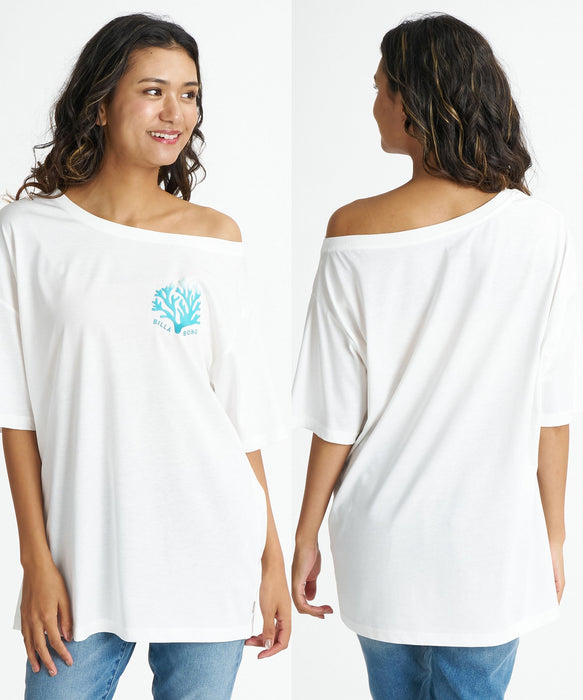 BILLABONG ウィメンズ【抗菌・防臭】 【LOOSE FIT】OFF SHOULDER CORAL LOOSE FIT TEE Tシャツ 【2026年夏モデル】