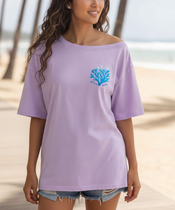 【SALE】BILLABONG ウィメンズ【抗菌・防臭】 【LOOSE FIT】OFF SHOULDER CORAL LOOSE FIT TEE Tシャツ 【2026年夏モデル】