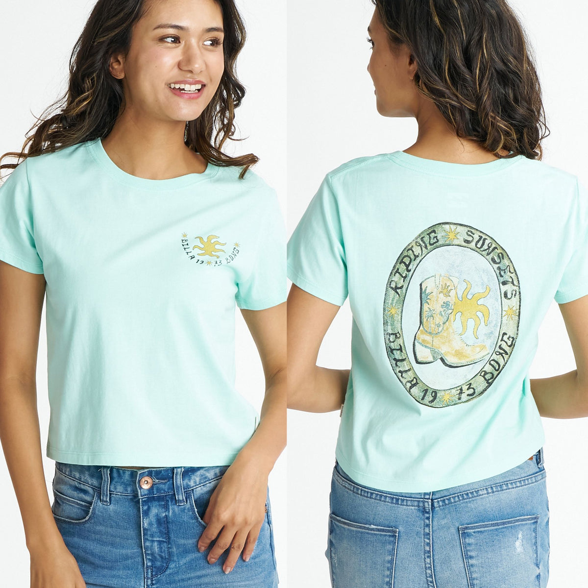 ピオフィ　プリントキャンバス　楊 BILLABONG ウィメンズ 【BABY FIT】 GRAPHIC BABY FIT TEE Tシャツ