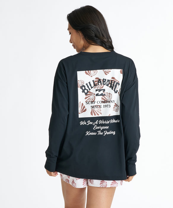 BILLABONG ウィメンズ MORFY SQUARE LOGO LS TEE RASH 長袖ラッシュガード 【2026年夏モデル】 BLK / L