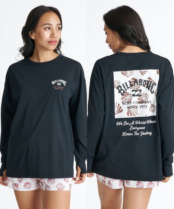 BILLABONG ウィメンズ MORFY SQUARE LOGO LS TEE RASH 長袖ラッシュ