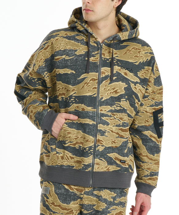 RVCA メンズ BACK SIDE ARCH ZIP HD パーカー 【2026年秋冬モデル】 CAM / XL