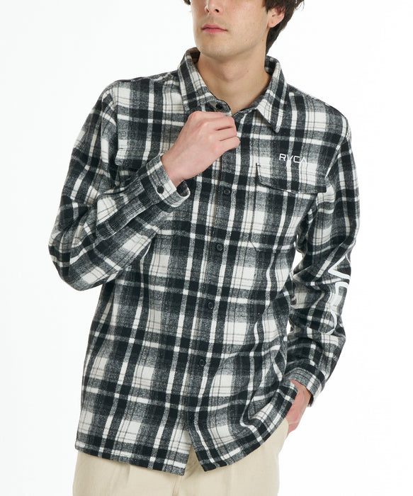 RVCA メンズ ALL LOGO SHIRT 長袖シャツ 【2026年秋冬モデル】 BLK / L