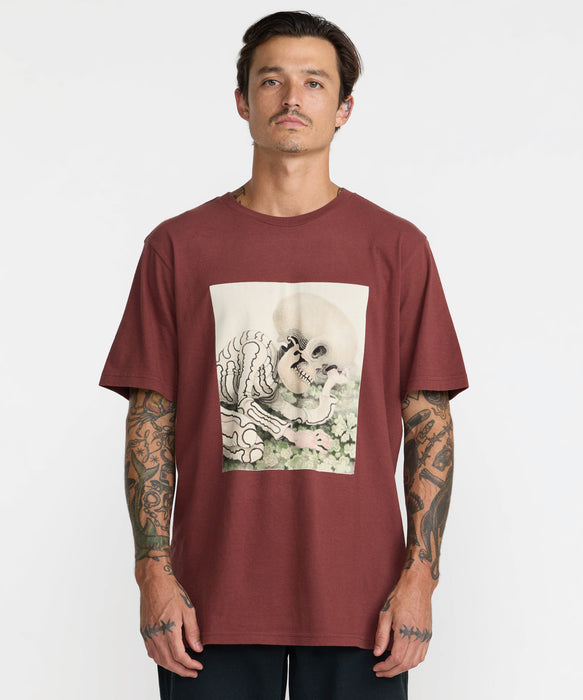 RVCA メンズ SLEEPY SKELETON SS Tシャツ 【2026年秋冬モデル】 RDE / XL
