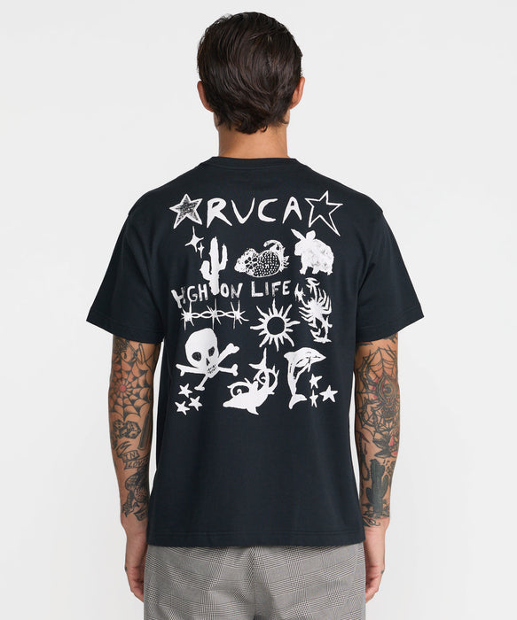 RVCA メンズ HIGH ON LIFE SS Tシャツ 【2026年秋冬モデル】 BLK / XL