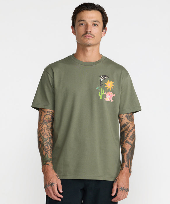 RVCA メンズ HIGH ON LIFE SS Tシャツ 【2026年秋冬モデル】 OLV / XL