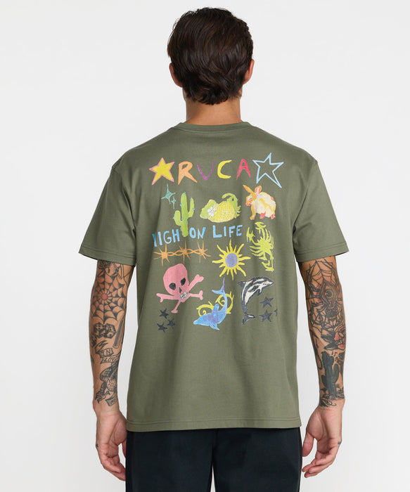 RVCA メンズ HIGH ON LIFE SS Tシャツ 【2026年秋冬モデル】 OLV / XL