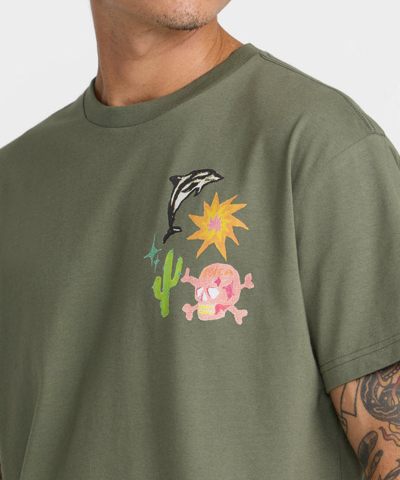 RVCA メンズ HIGH ON LIFE SS Tシャツ 【2026年秋冬モデル】 OLV / XL