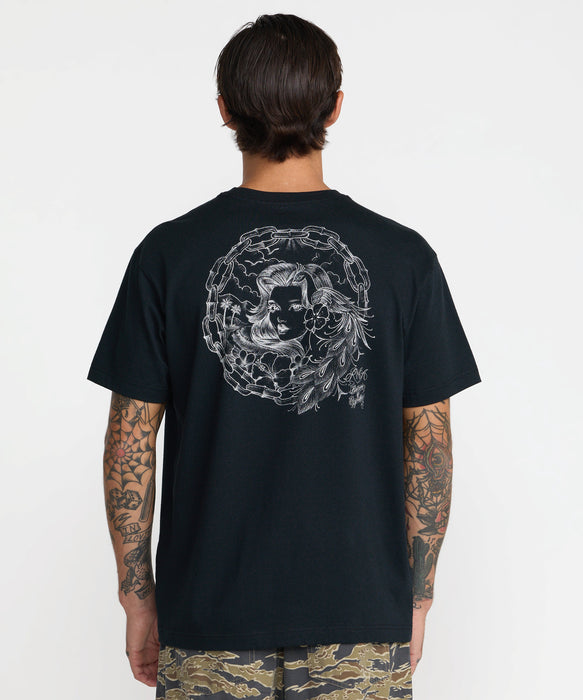 RVCA メンズ PARADISE QUEEN SS Tシャツ 【2026年秋冬モデル】 BLK / XL