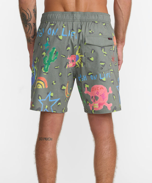 RVCA メンズ DANI SKULL ELASTIC 17 ボードショーツ 【2026年秋冬モデル】 OLV / XL