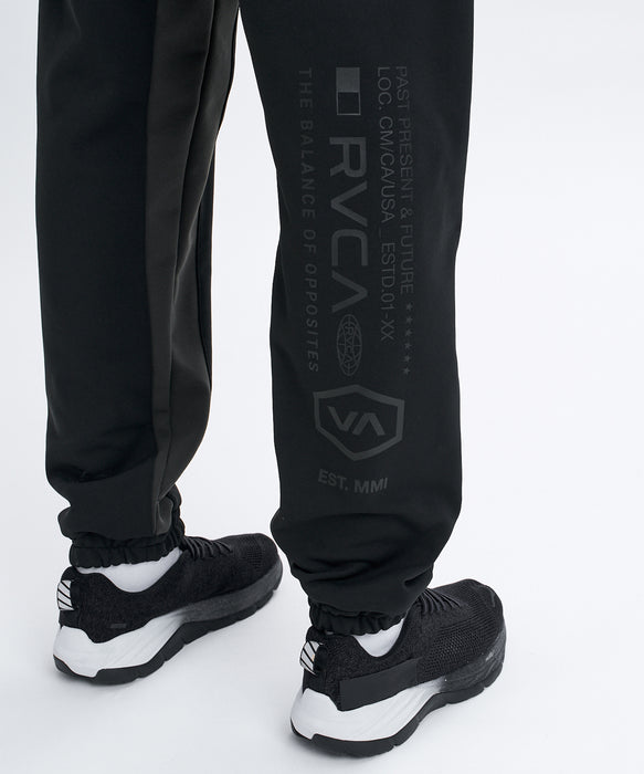 ブラック流線型外装パーツ RVCA メンズ TECH FLEECE BALANCE PANTS ストレッチ/UVカット/ドライ