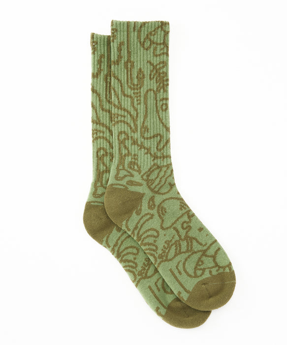 RVCA メンズ SAKANA-SAN SOX ソックス 【2026年秋冬モデル】 GRN / F