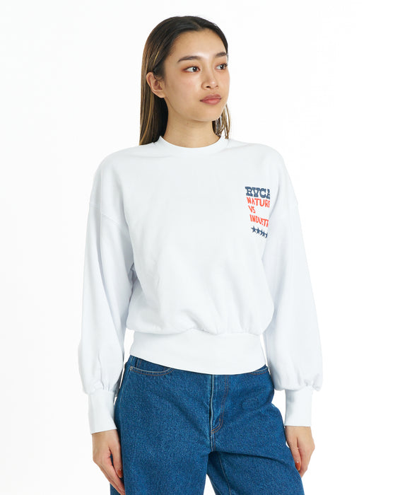 RVCA ウィメンズ CHEER RVCA CR トレーナー 【2026年秋冬モデル】 WHT / M