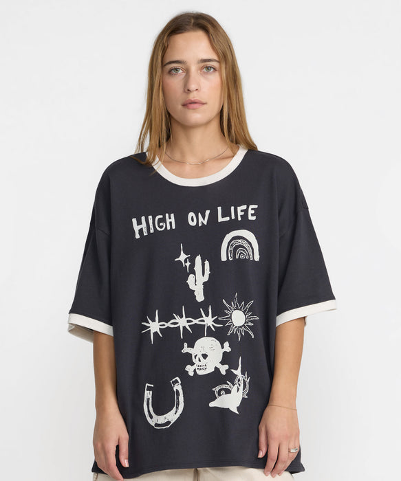 RVCA ウィメンズ DANI MILLER OVERSIZED RINGER TEE Tシャツ 【2026年秋冬モデル】 WAA / M