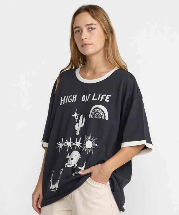 RVCA ウィメンズ DANI MILLER OVERSIZED RINGER TEE Tシャツ 【2026年秋冬モデル】 WAA / M
