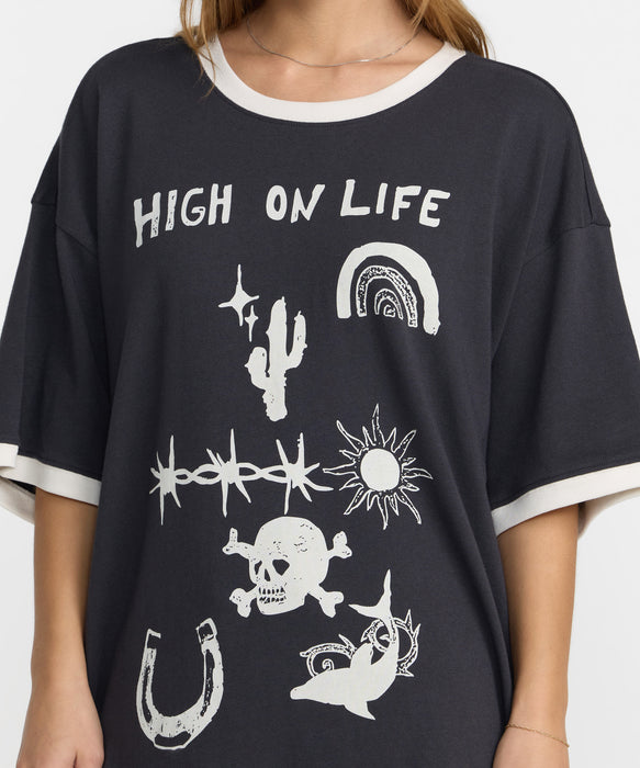RVCA ウィメンズ DANI MILLER OVERSIZED RINGER TEE Tシャツ 【2026年秋冬モデル】 WAA / M
