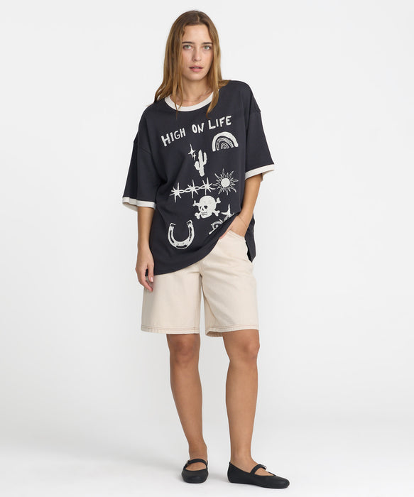 RVCA ウィメンズ DANI MILLER OVERSIZED RINGER TEE Tシャツ 【2026年秋冬モデル】 WAA / M