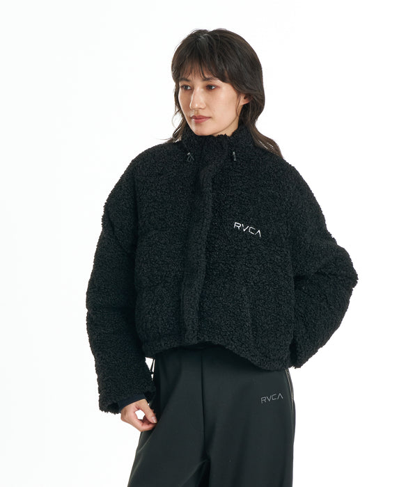 RVCA ウィメンズ FAUX FUR SHORT PUFFER JACKET ジャケット 【2026年秋冬モデル】 BLK / L