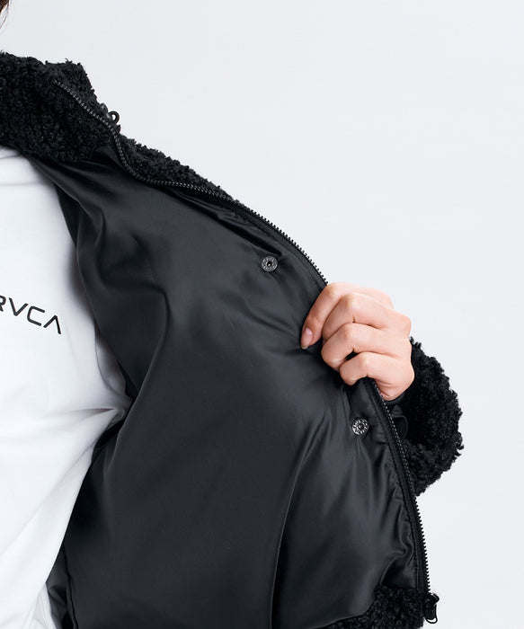 RVCA ウィメンズ FAUX FUR SHORT PUFFER JACKET ジャケット 【2026年秋冬モデル】 BLK / L