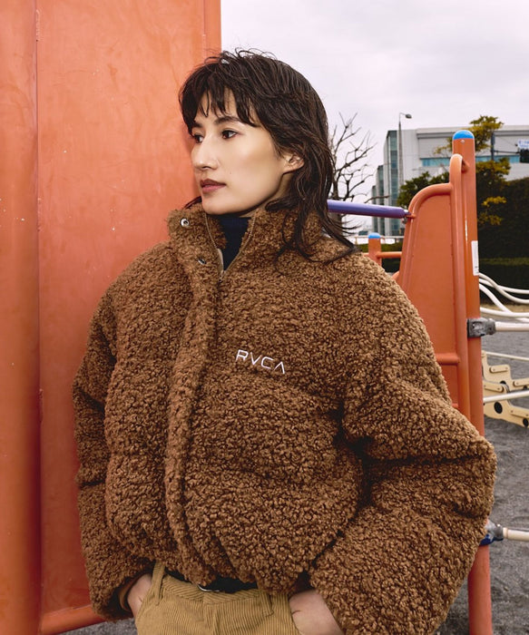 RVCA ウィメンズ FAUX FUR SHORT PUFFER JACKET 軽量高機能中綿 ジャケット 【2026年秋冬モデル】