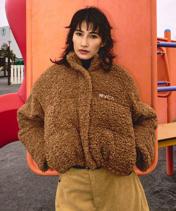 RVCA ウィメンズ FAUX FUR SHORT PUFFER JACKET 軽量高機能中綿 ジャケット 【2026年秋冬モデル】