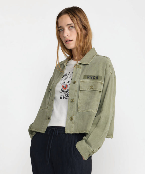 RVCA ウィメンズ RESERVE LS OVERSHIRT 長袖シャツ 【2026年秋冬モデル】 OLV / S